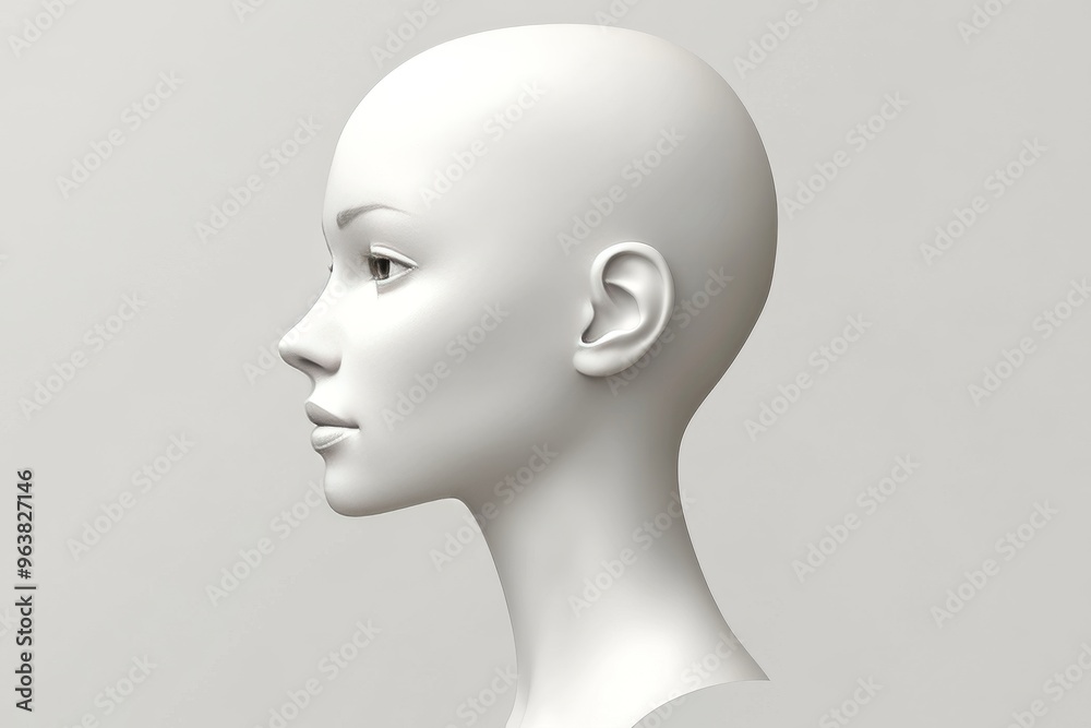 Synaptogenesis nociceptors and optic chiasm minimalistic 3d model of human head showcasing smooth facial structure and cranial anatomy Synaptogenesis nociceptors and optic chiasm minimalistic 3d model of human head showcasing smooth facial structure and cranial anatomy