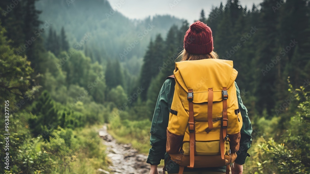 30. A person wearing a backpack, adventurous expression 30. A person wearing a backpack, adventurous expression