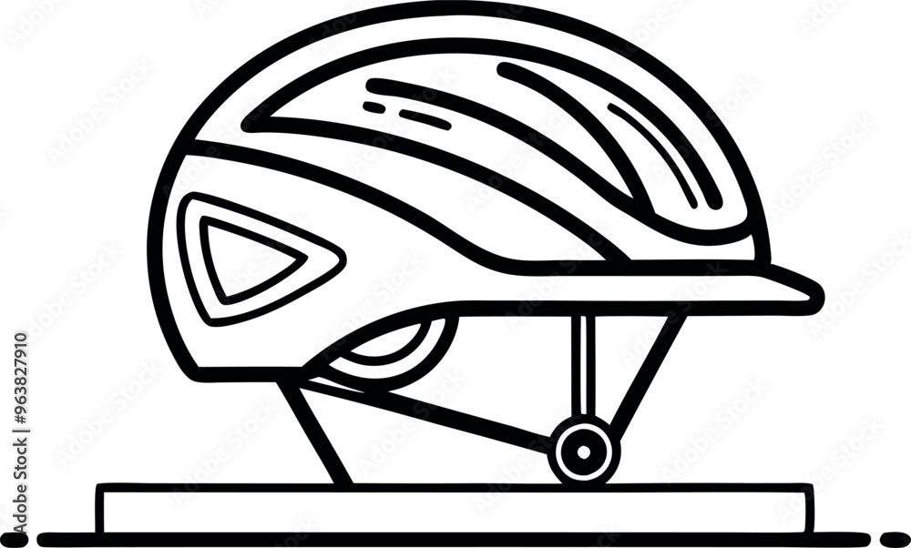 Illustration of a Bicycle Helmet Line Art for Safety and Sports Illustration of a Bicycle Helmet Line Art for Safety and Sports