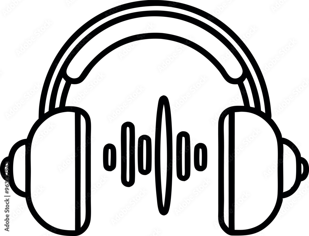 Headphones with Sound Wave Icon for Audio, Music, and Technology Design Headphones with Sound Wave Icon for Audio, Music, and Technology Design