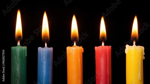 Vibrant candles emit soft light against a dark background, enhancing the ambiance of a cozy evening or special occasion