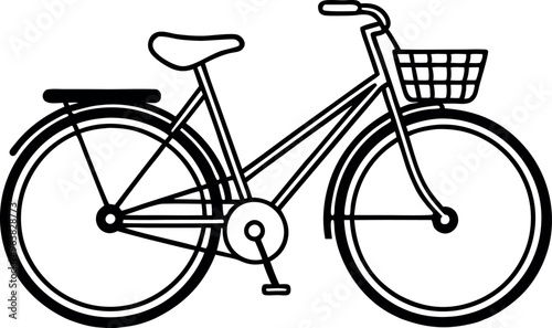 Illustration of a Stylish Bicycle with a Front Basket in Minimalist Design