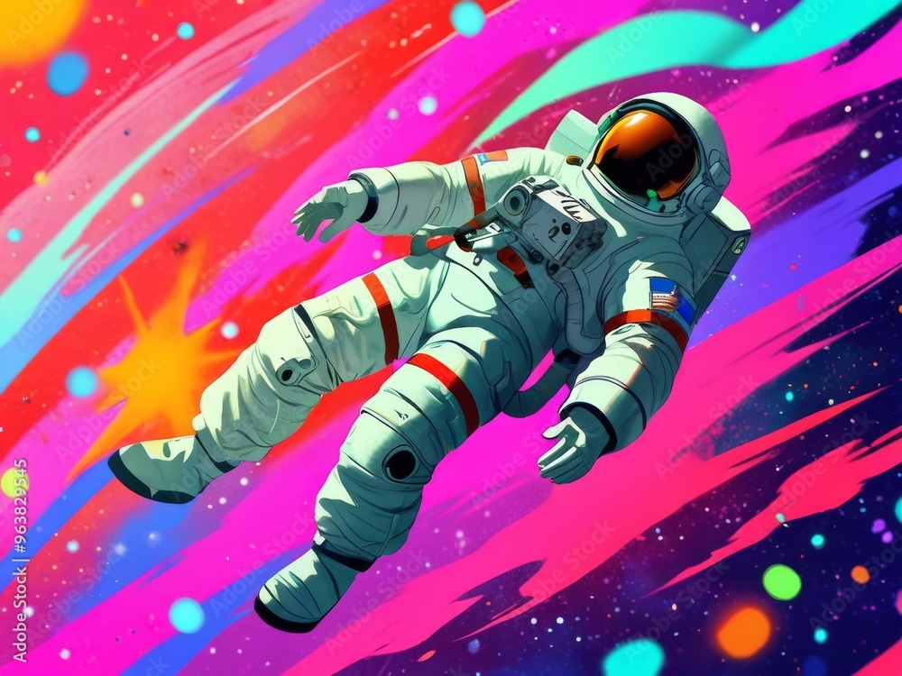 Fototapeta premium Astronaut Floating in a Cosmic Landscape