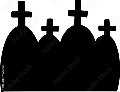 grave halloween silhouette hand drawn