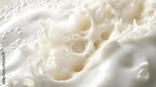 visual of creamy white foam from a body wash cascading down the skin, showcasing its soothing and nourishing effects