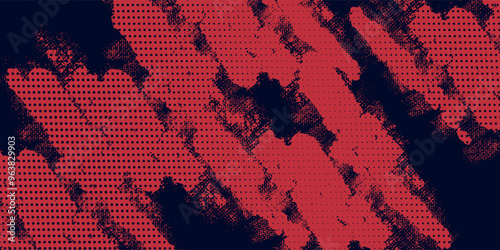 Red halftone dots blue color pattern gradient grunge texture background. Dot pop art comic sport style vector illustration. Eps10
