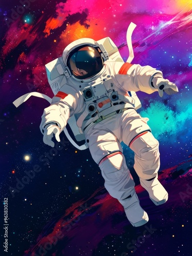 Astronaut Floating in a Cosmic Landscape