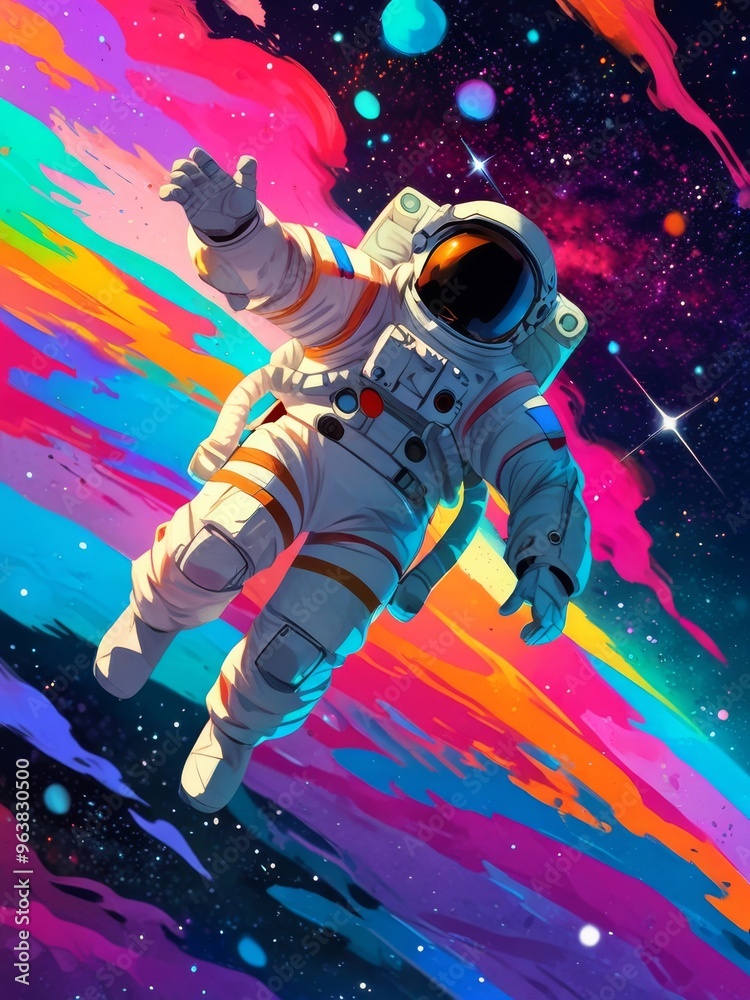 Fototapeta premium Astronaut Floating in a Cosmic Landscape