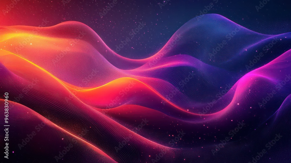 A colorful, abstract image of a mountain range with orange, red, and blue hues. The image has a dreamy, surreal quality to it, with the colors blending A colorful, abstract image of a mountain range with orange, red, and blue hues. The image has a dreamy, surreal quality to it, with the colors blending