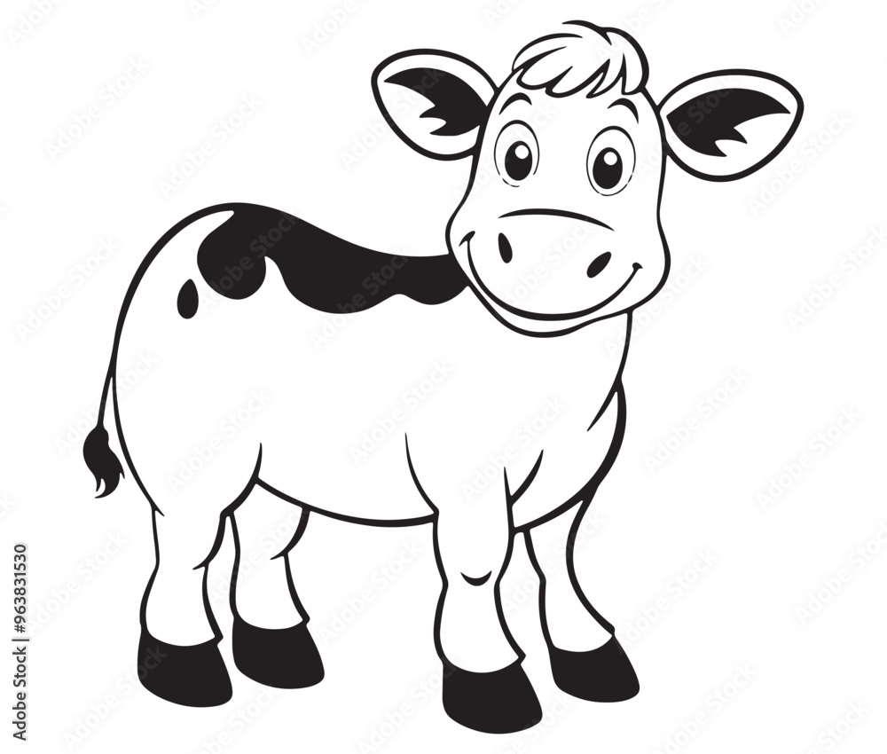 Cow cartoon isolated on white background cute cow coloring pages for children Cow cartoon isolated on white background cute cow coloring pages for children