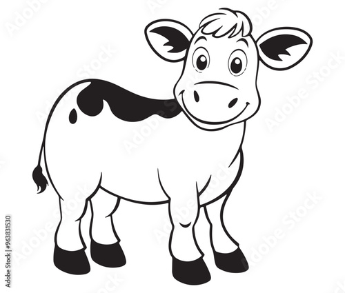 Cow cartoon isolated on white background cute cow coloring pages for children