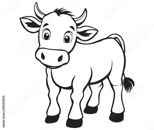 Cow cartoon isolated on white background cute cow coloring pages for children