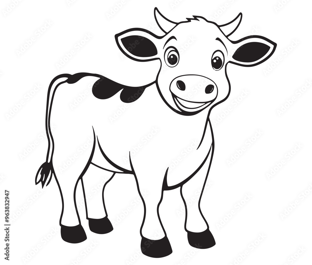 Cow cartoon isolated on white background cute cow coloring pages for children Cow cartoon isolated on white background cute cow coloring pages for children