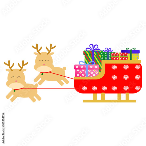 Reindeer and gift sleigh