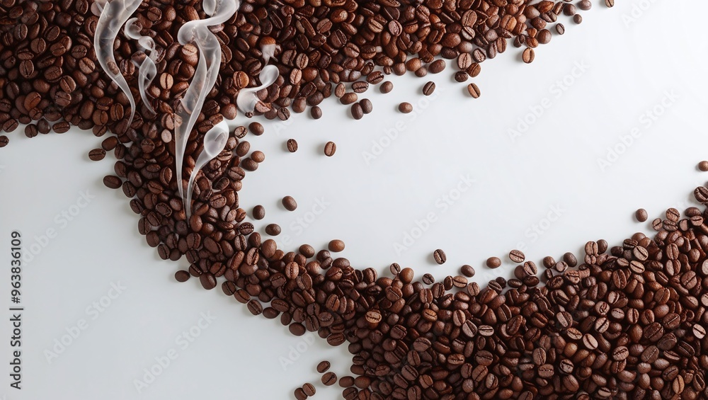 Naklejka premium Isolated brown coffee beans on white background, perfect for food or beverage packaging design