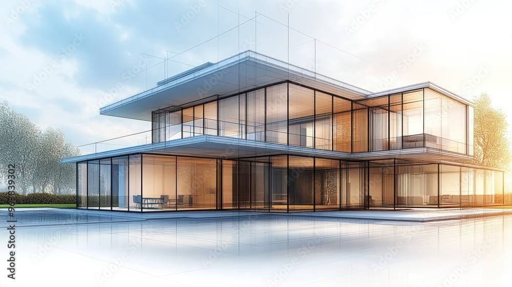 A large glass building with a lot of windows and a balcony. The building is designed to look modern and sleek A large glass building with a lot of windows and a balcony. The building is designed to look modern and sleek