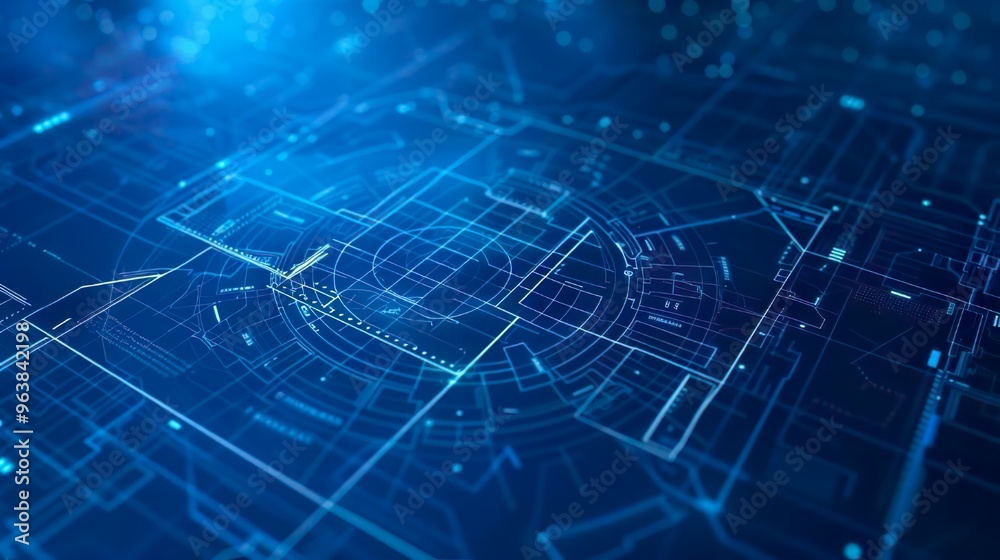 Obraz premium Futuristic Digital Circuit Board Blueprint