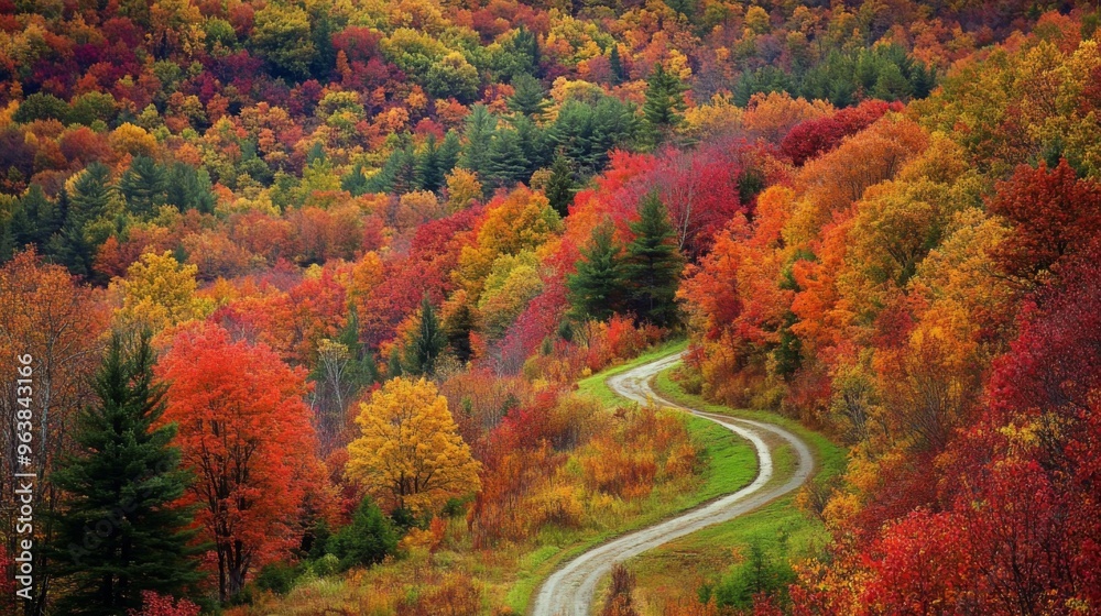 Winding Road Through Autumnal Forest Winding Road Through Autumnal Forest