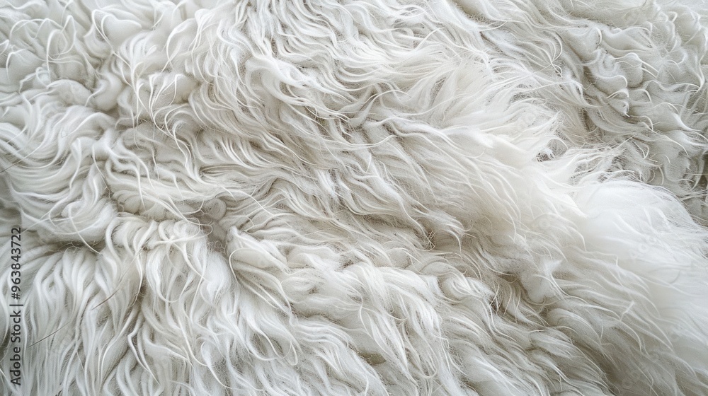 Close-up of soft white fur with a wavy texture. Close-up of soft white fur with a wavy texture.