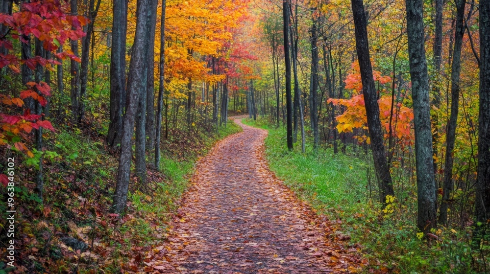 Fototapeta premium Winding Path Through Autumn Forest