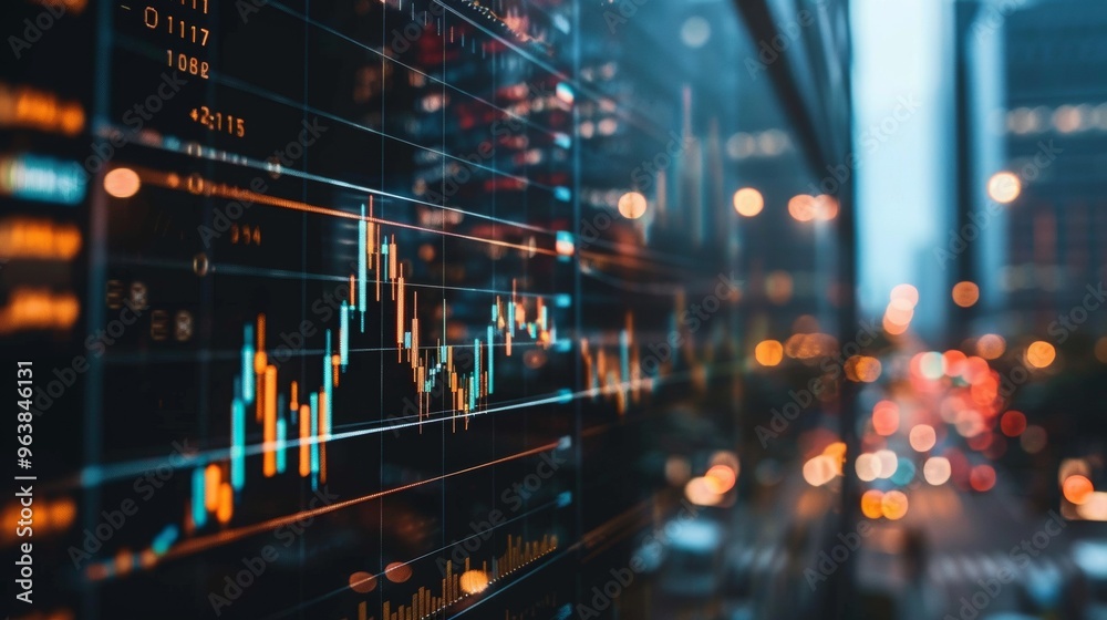 Obraz premium financial charts, view of the earth from space