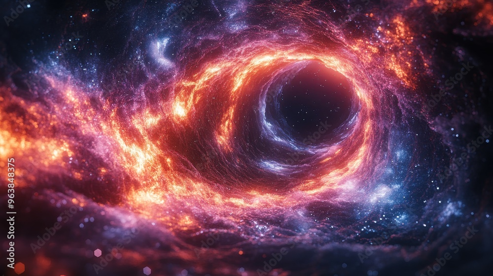 3d abstract futuristic neon backgroun3d with gravity well cosmic wormhole scientific wallpaper