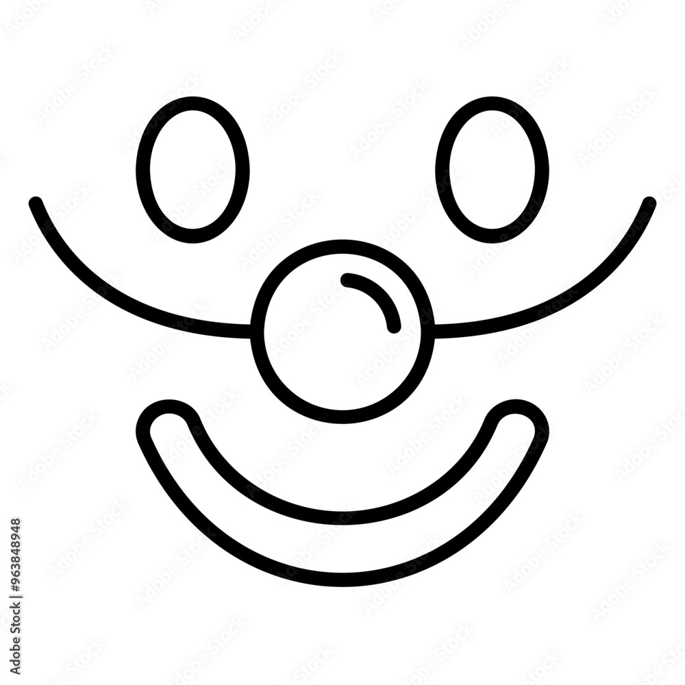 Icon of a clown's fake nose with eyes and smile Icon of a clown's fake nose with eyes and smile