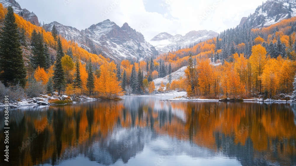 Autumnal Forest Reflected in a Mountain Lake Autumnal Forest Reflected in a Mountain Lake