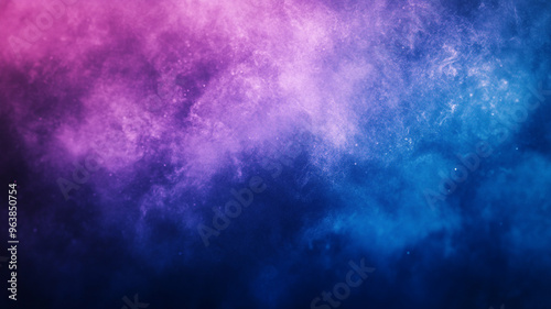 Vibrant cosmic clouds swirling in shades of pink and blue under a starry night sky
