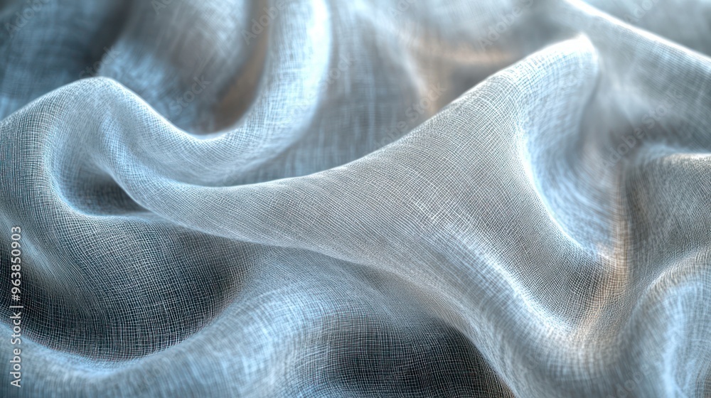 A piece of fabric with a pattern that looks like it's made of computer code. The fabric is white and has a shiny, reflective surface. The pattern is intricate and detailed, with lines A piece of fabric with a pattern that looks like it's made of computer code. The fabric is white and has a shiny, reflective surface. The pattern is intricate and detailed, with lines