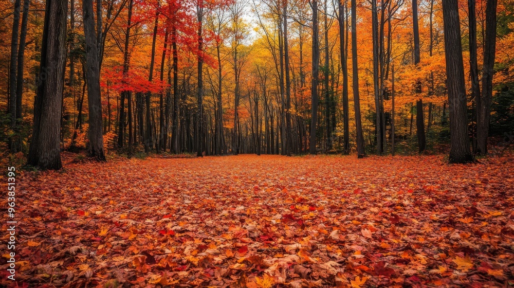 Autumn Forest Path Covered in Fallen Leaves Autumn Forest Path Covered in Fallen Leaves