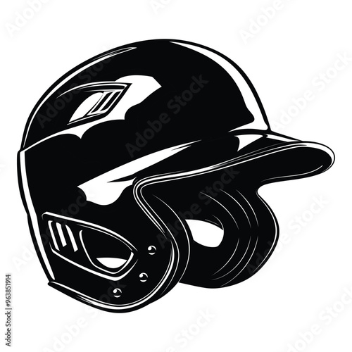 Baseball helmet silhouette vector