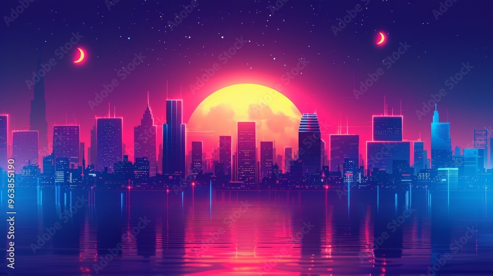 a city at night, with a minimalist yet surreal approach, the cityscape bathed in the glow of neon lights and moonlight, reflecting off the smooth surfaces of buildings a city at night, with a minimalist yet surreal approach, the cityscape bathed in the glow of neon lights and moonlight, reflecting off the smooth surfaces of buildings