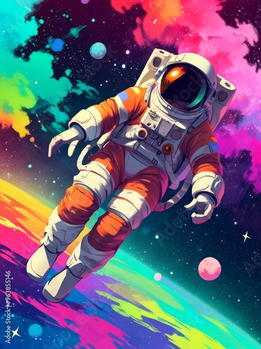 Astronaut Floating in a Cosmic Landscape