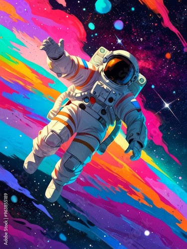 Astronaut Floating in a Cosmic Landscape