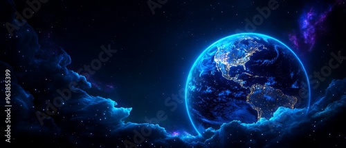 Fototapeta Naklejka Na Ścianę i Meble -  planet earth in space blue clound