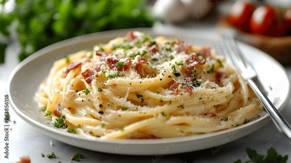 Creamy Carbonara Pasta with Crispy Bacon a Savory Italian Delight