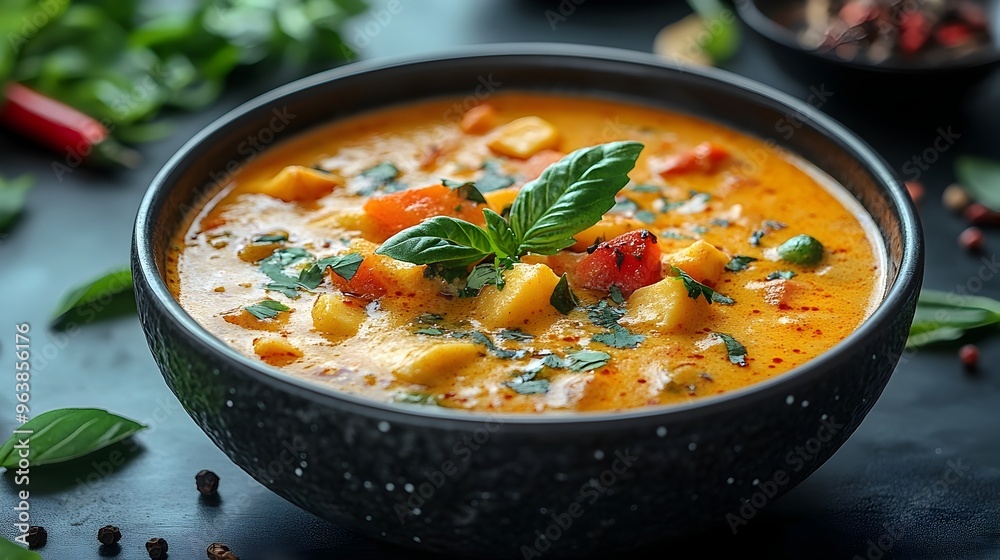 Vibrant Thai Curry Bowl with Vegetables Coconut Milk and Aromatic Herbs Vibrant Thai Curry Bowl with Vegetables Coconut Milk and Aromatic Herbs