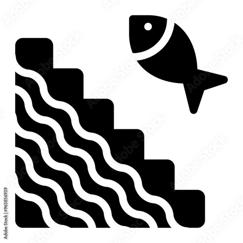 fish ladder, salmon ladder, water, ladder solid or glyph icon