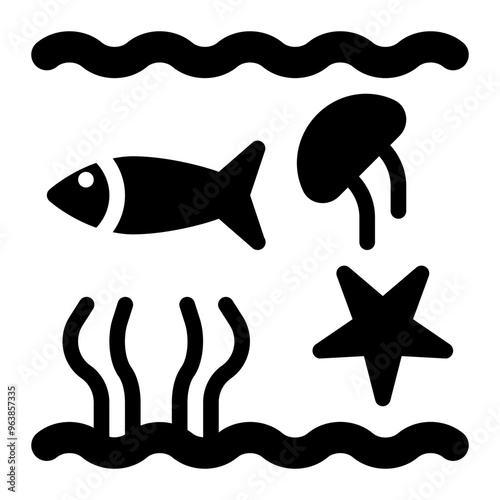 sea life, biome, biota, biology, ecosystem, sea, ocean, geography solid or glyph icon photo