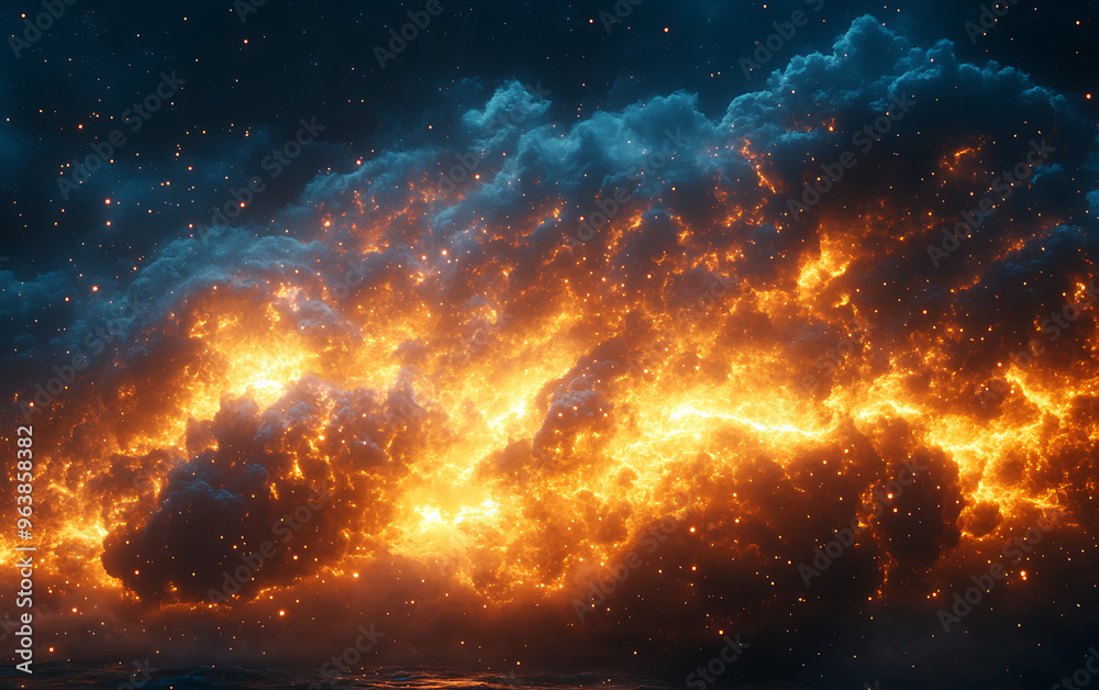 Fototapeta premium Vibrant Lightning Strike: 3D Rendering Element
