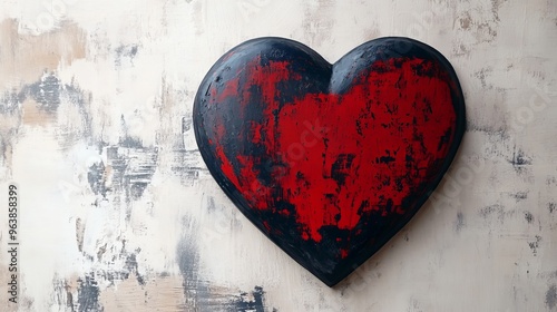 Rustic red and black heart wall art