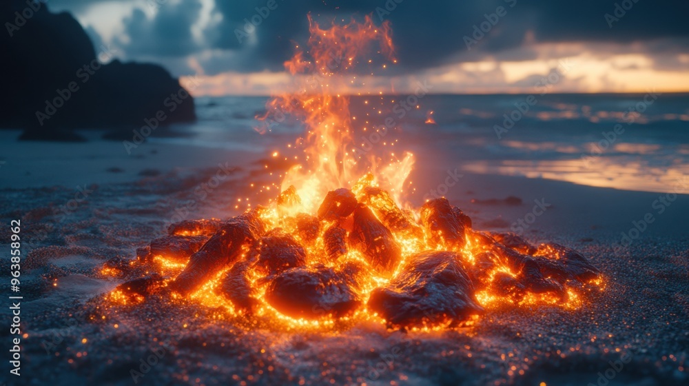 Craft a lifelike image of someone hosting a beach bonfire on Halloween Showcase intricate details and expressions as natural light illuminates the engaging scene Keep the backgroun Craft a lifelike image of someone hosting a beach bonfire on Halloween Showcase intricate details and expressions as natural light illuminates the engaging scene Keep the backgroun