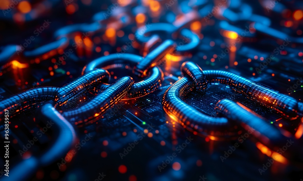 Fototapeta premium Blockchain based digital marketplace with secure transactions and a decentralized network