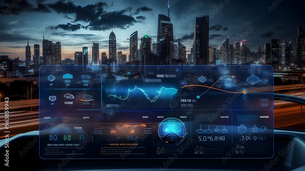 Connected Car Dashboard Displaying Real Time IoT Sensor Data for Navigation and Safety Connected Car Dashboard Displaying Real Time IoT Sensor Data for Navigation and Safety