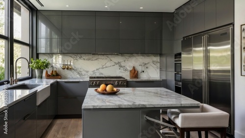 kitchen interior with fireplace