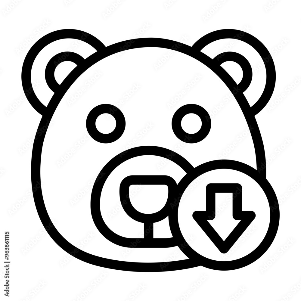 Bear icon symbolizing bearish stock market trends and financial downturn. Bear icon symbolizing bearish stock market trends and financial downturn.