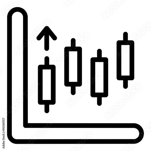 Candlestick chart icon showing stock market trading patterns and analysis.