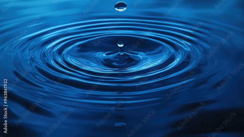 Drop falling in blue water Drop falling in blue water