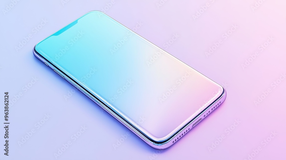 Modern Smartphone with Gradient Screen on Purple Background Modern Smartphone with Gradient Screen on Purple Background